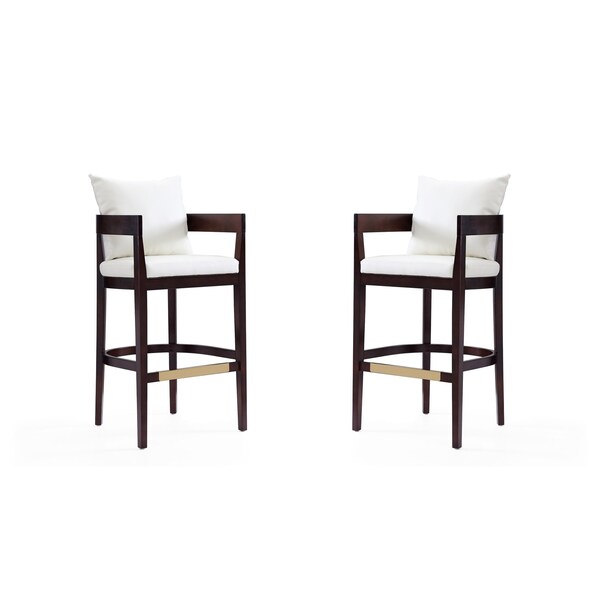 Manhattan Comfort Ritz Barstool in Ivory and Dark Walnut, PK2 2-BS013-IV - main